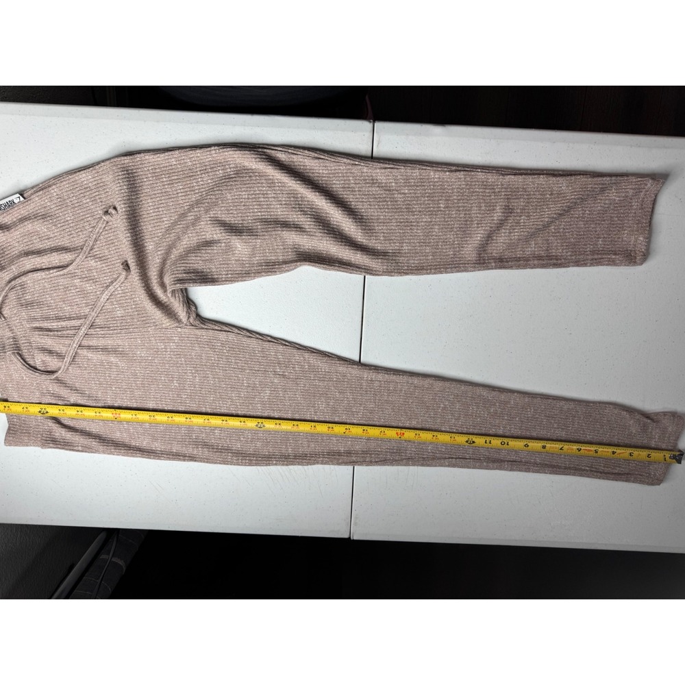 Gymshark Womens Ribbed Knit Lounge Pants Taupe Marl Drawstring Leggings Small - Picture 2 of 8